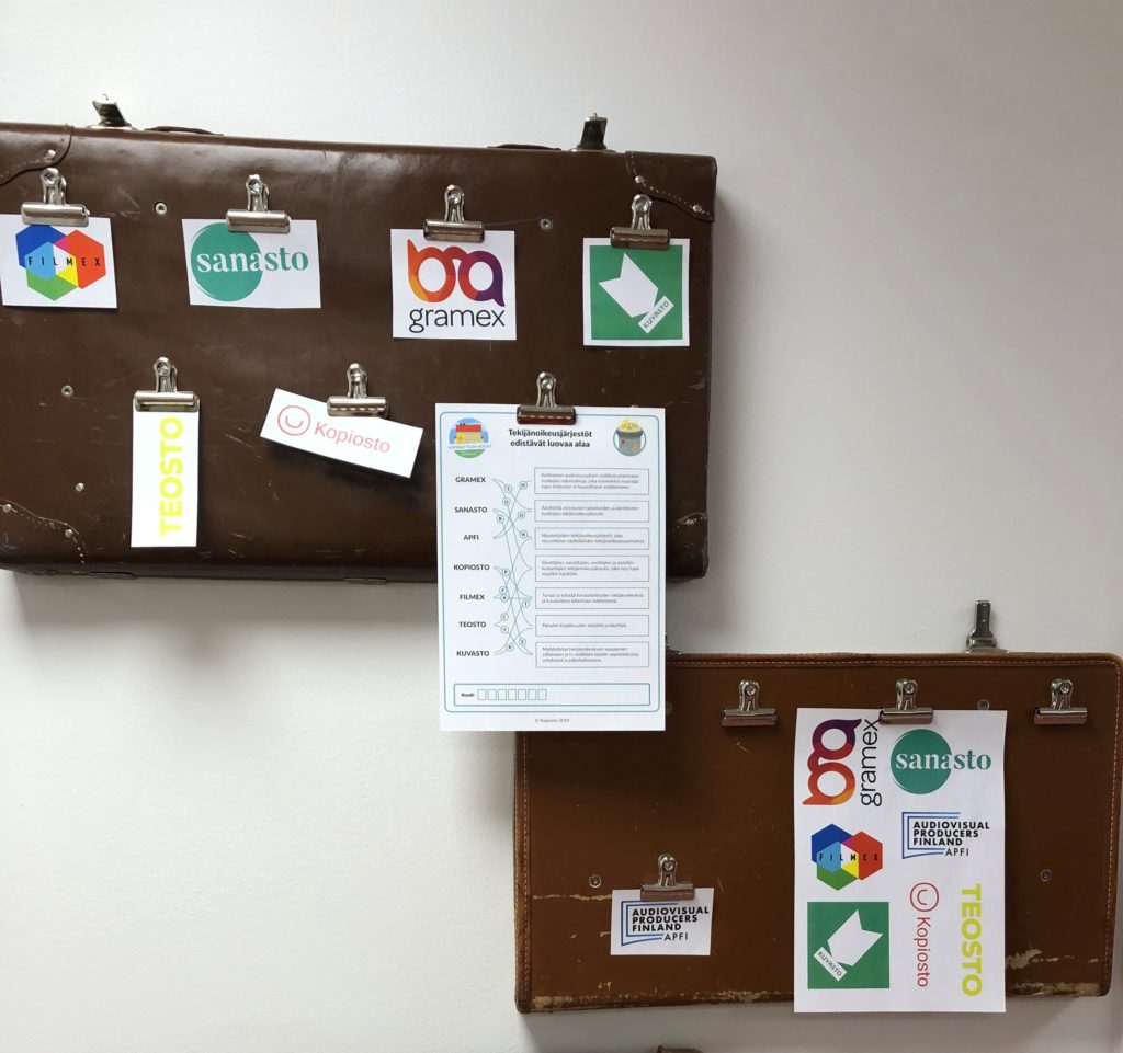 Ett exempel hur kan man lägga fram Upphovsrättsorganisationerna uppgiften.  